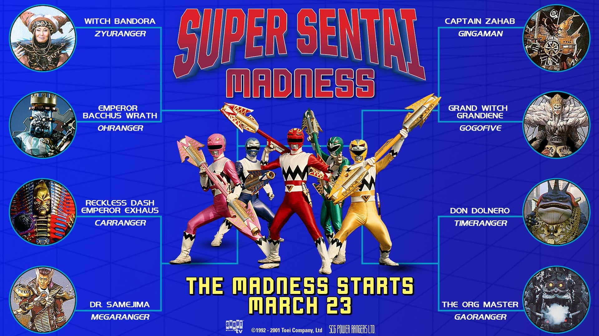 Shout! Factory TV Presents SUPER SENTAI MADNESS Three-Weekend Villain Tournament Livestream of Sentai Series