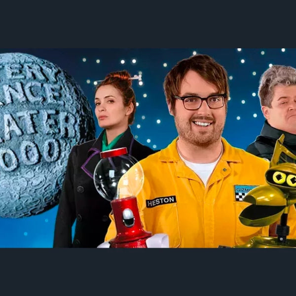 Mystery Science Theater 3000 Desktop Banner image with multiple characters and the moon with film name