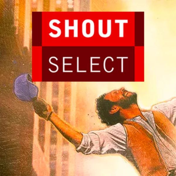 Shout Select desktop banner of man riding horse in a city for shout factory website
