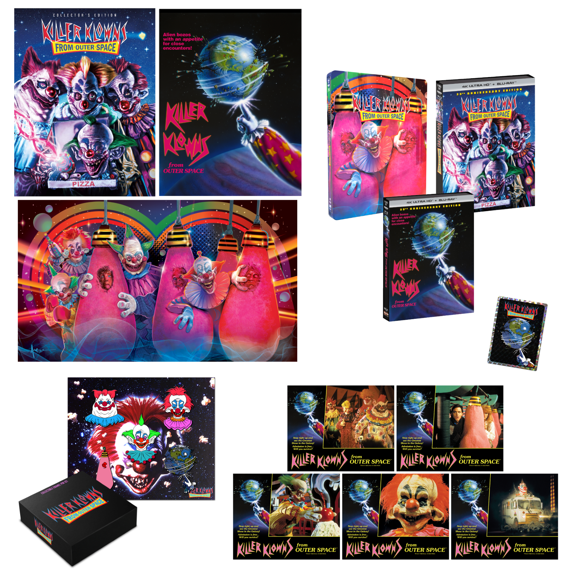 Killer Klowns From Outer Space [35th Anniversary Edition] + [Limited 35th Anniversary Steelbook] + Exclusive Slipcover + 3 Exclusive Posters + Prism Sticker + Enamel Pins + Lobby Cards - Shout! Factory