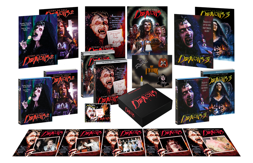 Night Of The Demons 1-3 + 6 Posters + 3 Slipcovers + Prism Sticker + Enamel Pin Set + Lobby Cards - Shout! Factory